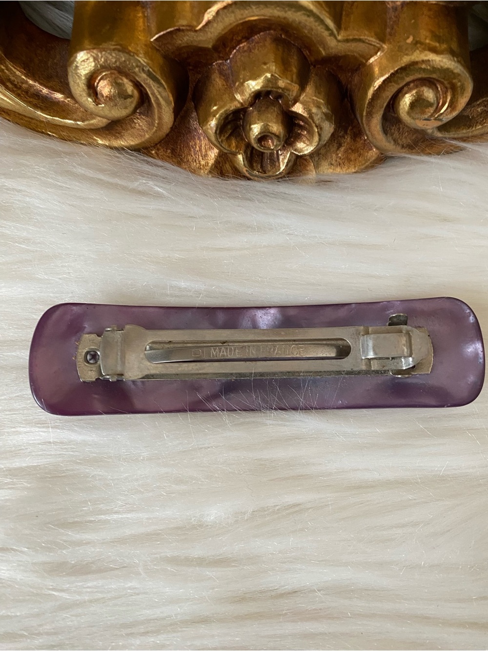 Vintage French Marbled Metal Barrette Made In France - Picture 4 of 9